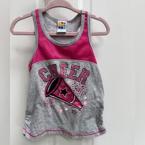 Healthtex 3T Girls Cheer Pink and Gray Tank Top Shirt Blouse